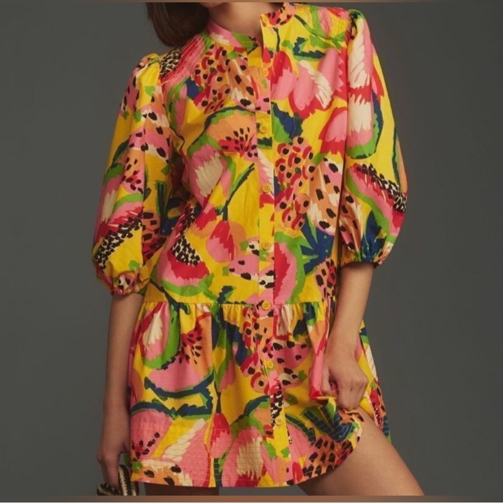 FARM Rio Vibrant Floral Mini Dress - Yellow, Pink, Green